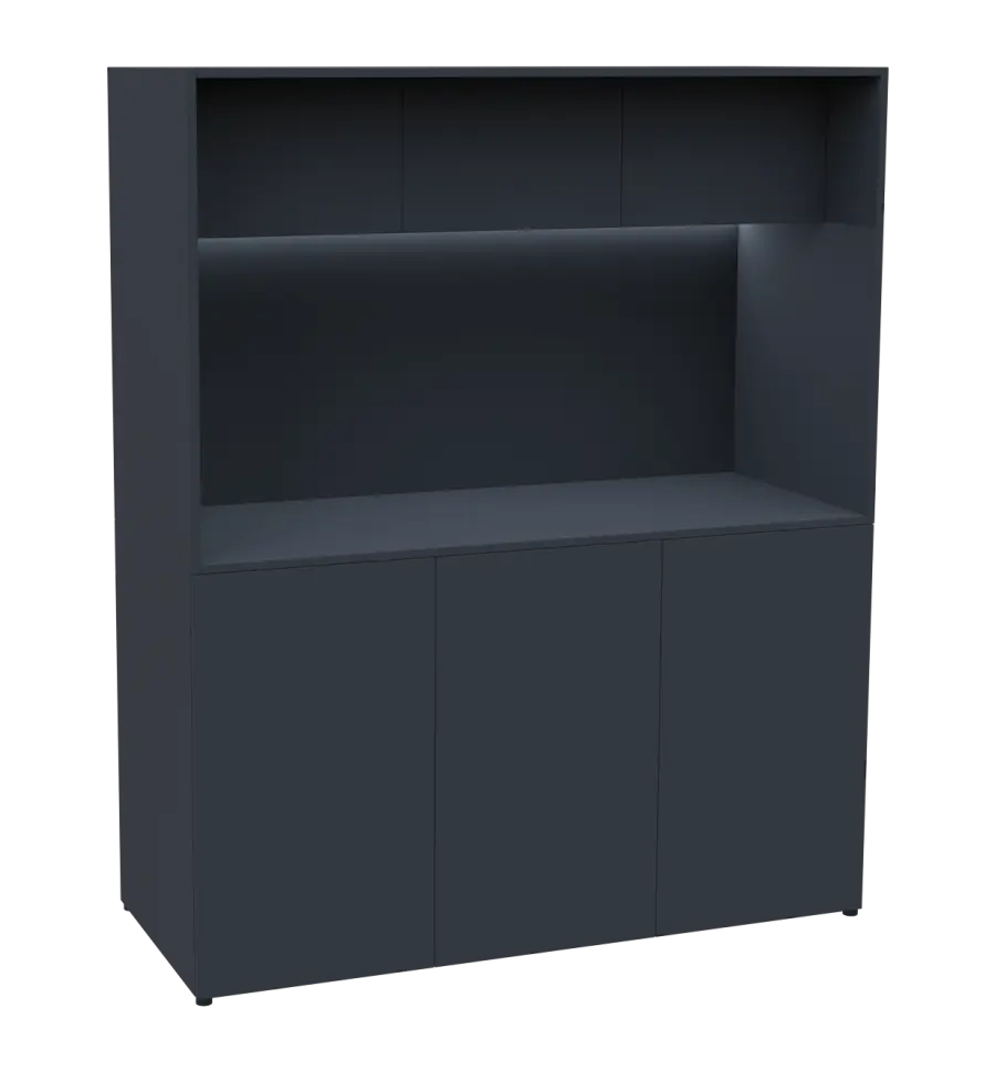 KUCH - CUBE 3 kuchyňka, bez vybavení, 1800x1480x600 mm, LED osvětlení, horní výklopné skříňky, antracit