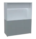 KUCH - CUBE 3 kuchyňka, bez vybavení, 1800x1480x600 mm, LED osvětlení, horní výklopné skříňky, šedá/