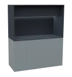 KUCH - CUBE 3 kuchyňka, bez vybavení, 1800x1480x600 mm, LED osvětlení, horní výklopné skříňky, šedá/