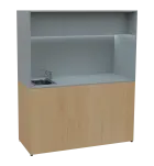 KUCH - CUBE 3 kuchyňka, vybavení - dřez + baterie, 1800x1480x600 mm, LED osvětlení, horní výklopné s