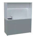 KUCH - CUBE 3 kuchyňka, vybavení - dřez + baterie, 1800x1480x600 mm, LED osvětlení, horní výklopné s