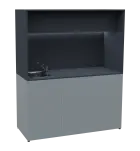 KUCH - CUBE 3 kuchyňka, vybavení - dřez + baterie, 1800x1480x600 mm, LED osvětlení, horní výklopné s