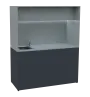 KUCH - CUBE 3 kuchyňka, vybavení - dřez + baterie, 1800x1480x600 mm, LED osvětlení, horní výklopné skříňky, antracit/šedá