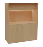 KUCH - CUBE 3 kuchyňka, lednice, 1800x1480x600 mm, LED osvětlení, horní výklopné skříňky, javor hors