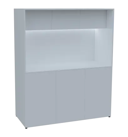 KUCH - CUBE 3 kuchyňka, lednice, 1800x1480x600 mm, LED osvětlení, horní výklopné skříňky, bílá
