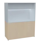 KUCH - CUBE 3 kuchyňka, lednice, 1800x1480x600 mm, LED osvětlení, horní výklopné skříňky, bříza irsk