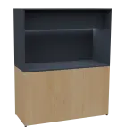 KUCH - CUBE 3 kuchyňka, lednice, 1800x1480x600 mm, LED osvětlení, horní výklopné skříňky, javor hors