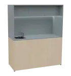 KUCH - CUBE 3 kuchyňka, vybavení - dřez + baterie + lednice, 1800x1480x600 mm, LED osvětlení, horní