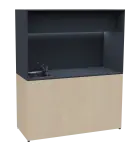 KUCH - CUBE 3 kuchyňka, vybavení - dřez + baterie + lednice, 1800x1480x600 mm, LED osvětlení, horní