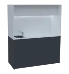 KUCH - CUBE 3 kuchyňka, vybavení - dřez + baterie + lednice, 1800x1480x600 mm, LED osvětlení, horní