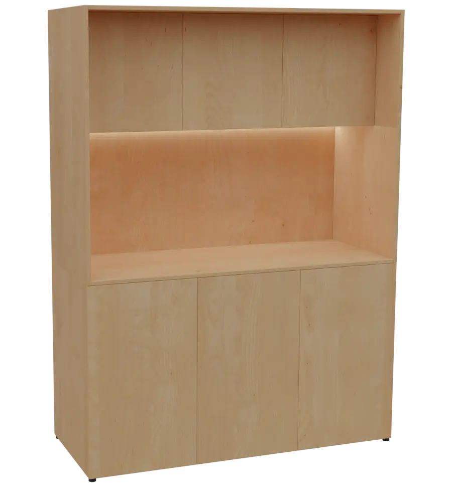 KUCH - CUBE PLUS 3 kuchyňka, bez vybavení, 2000x1480x600 mm, LED osvětlení, dvířka, javor horský