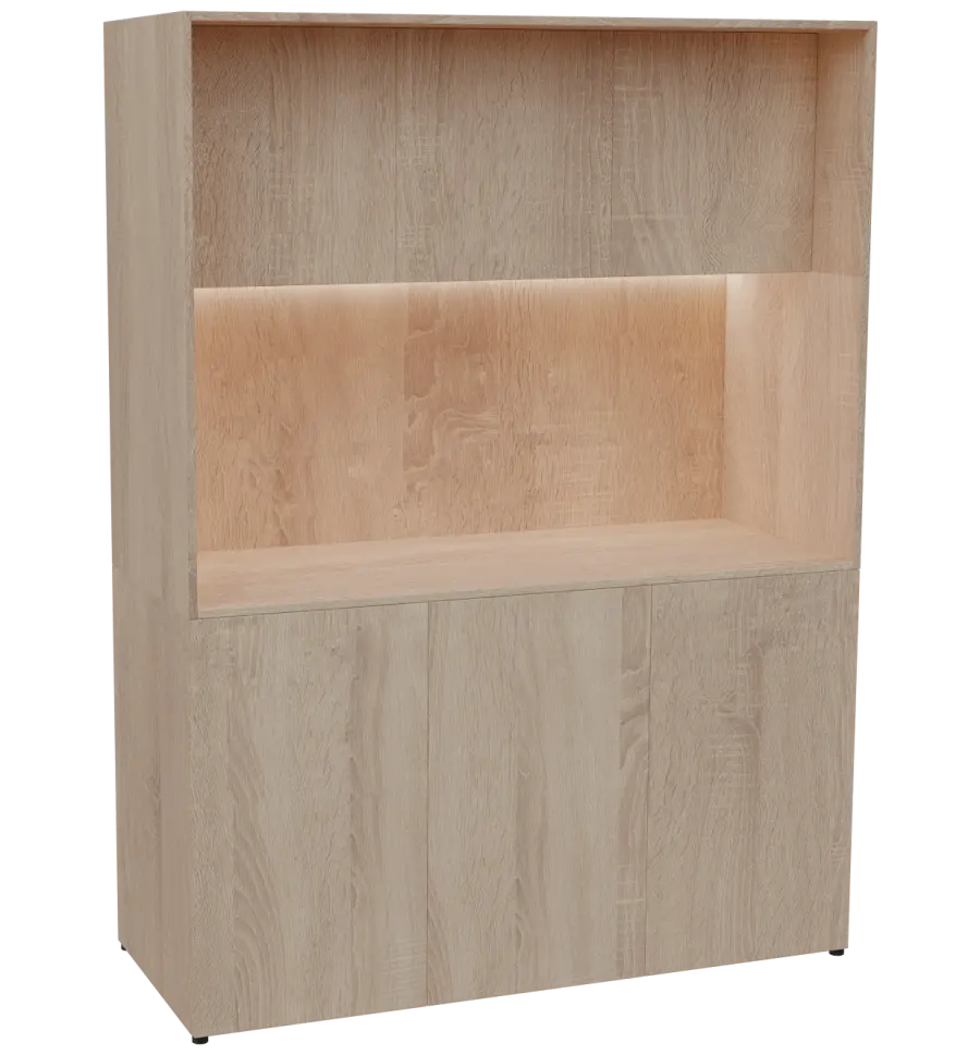 KUCH - CUBE PLUS 3 kuchyňka, bez vybavení, 2000x1480x600 mm, LED osvětlení, dvířka, dub bardolino