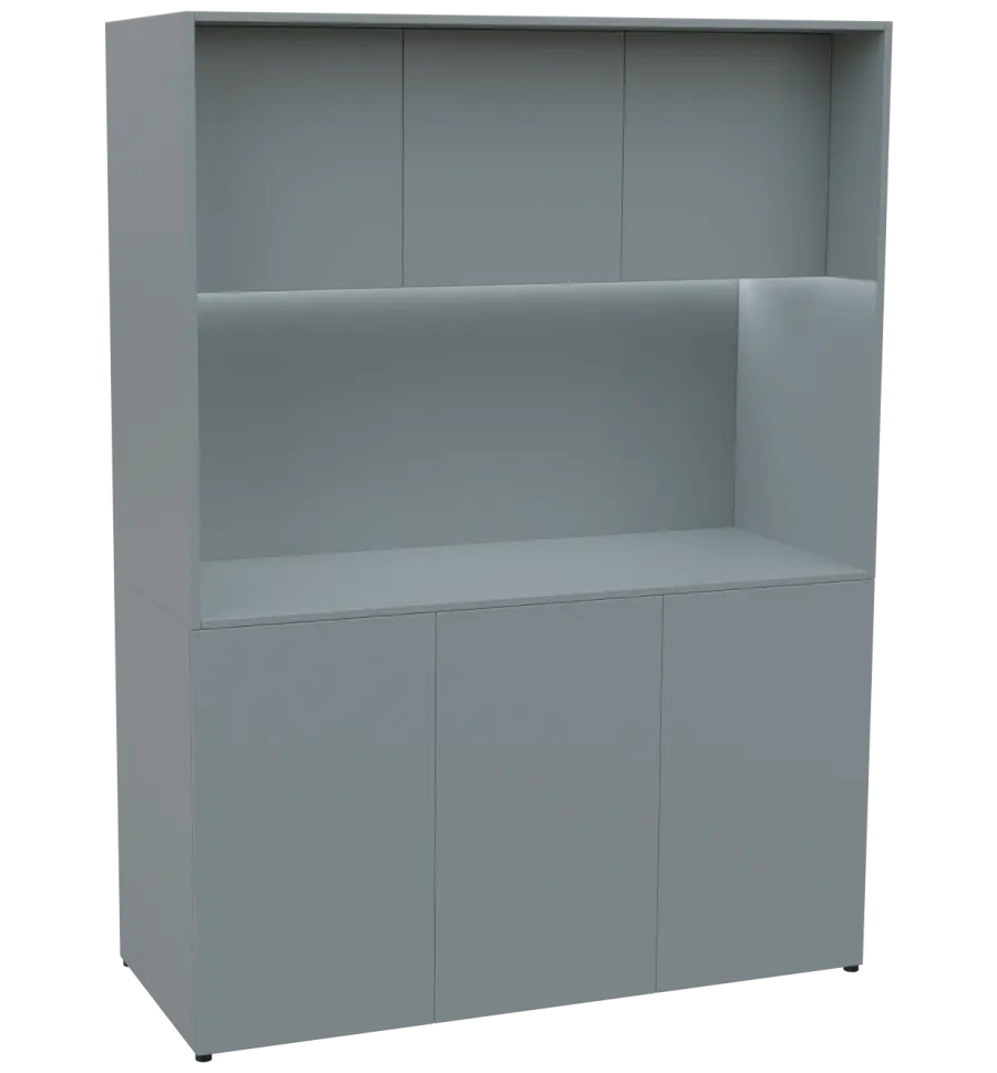 KUCH - CUBE PLUS 3 kuchyňka, bez vybavení, 2000x1480x600 mm, LED osvětlení, dvířka, šedá