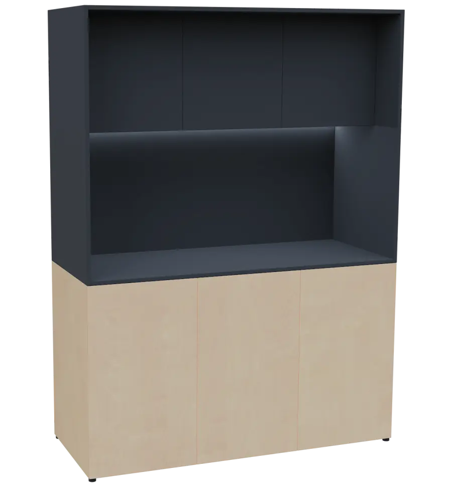 KUCH - CUBE PLUS 3 kuchyňka, bez vybavení, 2000x1480x600 mm, LED osvětlení, dvířka, bříza irská/antracit