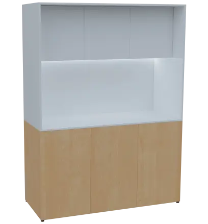 KUCH - CUBE PLUS 3 kuchyňka, bez vybavení, 2000x1480x600 mm, LED osvětlení, dvířka, javor horský/bílá