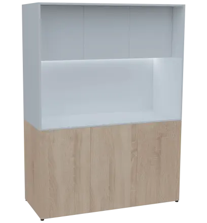 KUCH - CUBE PLUS 3 kuchyňka, bez vybavení, 2000x1480x600 mm, LED osvětlení, dvířka, dub bardolino/bílá