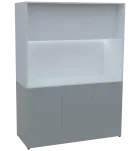 KUCH - CUBE PLUS 3 kuchyňka, bez vybavení, 2000x1480x600 mm, LED osvětlení, dvířka, šedá/bílá