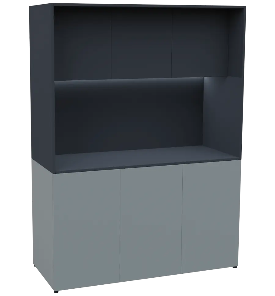 KUCH - CUBE PLUS 3 kuchyňka, bez vybavení, 2000x1480x600 mm, LED osvětlení, dvířka, šedá/antracit