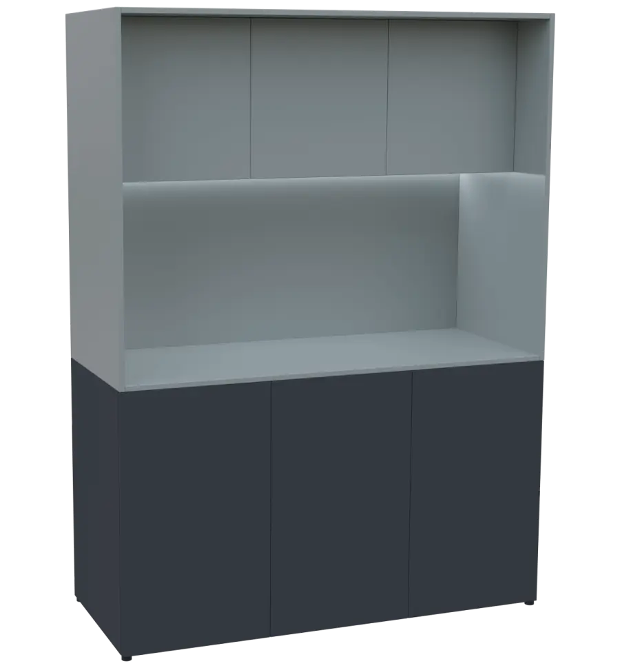 KUCH - CUBE PLUS 3 kuchyňka, bez vybavení, 2000x1480x600 mm, LED osvětlení, dvířka, antracit/šedá