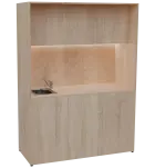 KUCH - CUBE PLUS 3 kuchyňka, vybavení - dřez + baterie, 2000x1480x600 mm, LED osvětlení, dvířka, dub