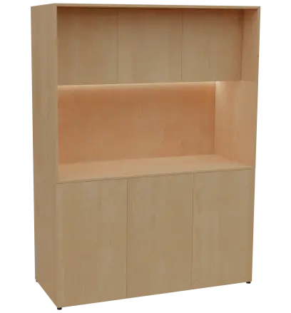 KUCH - CUBE PLUS 3 kuchyňka, lednice, 2000x1480x600 mm, LED osvětlení, dvířka, javor horský