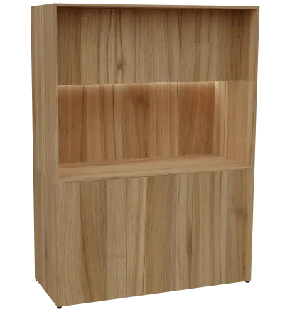 KUCH - CUBE PLUS 3 kuchyňka, lednice, 2000x1480x600 mm, LED osvětlení, dvířka, ořech světlý