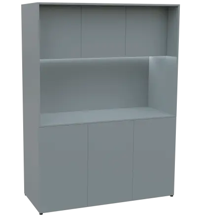 KUCH - CUBE PLUS 3 kuchyňka, lednice, 2000x1480x600 mm, LED osvětlení, dvířka, šedá