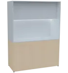 KUCH - CUBE PLUS 3 kuchyňka, lednice, 2000x1480x600 mm, LED osvětlení, dvířka, bříza irská/bílá