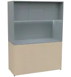 KUCH - CUBE PLUS 3 kuchyňka, lednice, 2000x1480x600 mm, LED osvětlení, dvířka, bříza irská/šedá