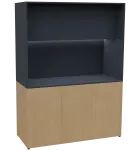 KUCH - CUBE PLUS 3 kuchyňka, lednice, 2000x1480x600 mm, LED osvětlení, dvířka, javor horský/antracit