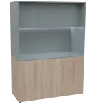 KUCH - CUBE PLUS 3 kuchyňka, lednice, 2000x1480x600 mm, LED osvětlení, dvířka, dub bardolino/šedá