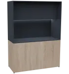 KUCH - CUBE PLUS 3 kuchyňka, lednice, 2000x1480x600 mm, LED osvětlení, dvířka, dub bardolino/antraci