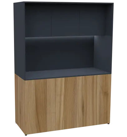 KUCH - CUBE PLUS 3 kuchyňka, lednice, 2000x1480x600 mm, LED osvětlení, dvířka, ořech světlý/antracit