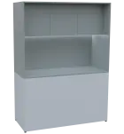 KUCH - CUBE PLUS 3 kuchyňka, lednice, 2000x1480x600 mm, LED osvětlení, dvířka, bílá/šedá