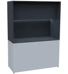 KUCH - CUBE PLUS 3 kuchyňka, lednice, 2000x1480x600 mm, LED osvětlení, dvířka, bílá/antracit