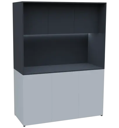 KUCH - CUBE PLUS 3 kuchyňka, lednice, 2000x1480x600 mm, LED osvětlení, dvířka, bílá/antracit