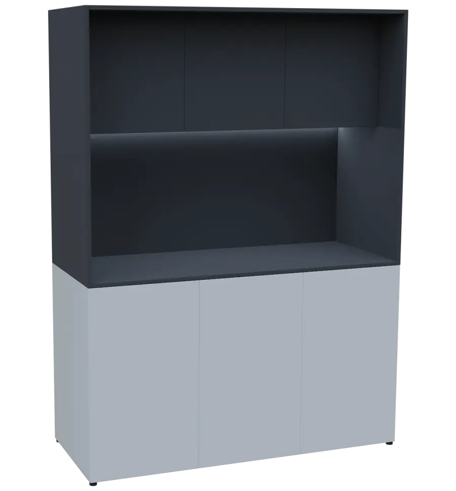 KUCH - CUBE PLUS 3 kuchyňka, lednice, 2000x1480x600 mm, LED osvětlení, dvířka, bílá/antracit