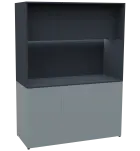 KUCH - CUBE PLUS 3 kuchyňka, lednice, 2000x1480x600 mm, LED osvětlení, dvířka, šedá/antracit