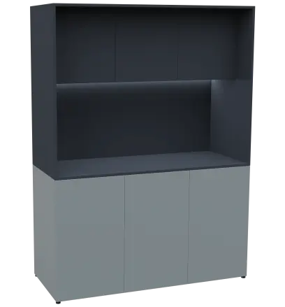 KUCH - CUBE PLUS 3 kuchyňka, lednice, 2000x1480x600 mm, LED osvětlení, dvířka, šedá/antracit