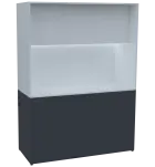 KUCH - CUBE PLUS 3 kuchyňka, lednice, 2000x1480x600 mm, LED osvětlení, dvířka, antracit/bílá