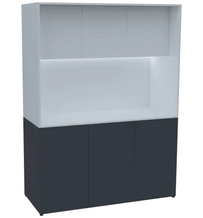 KUCH - CUBE PLUS 3 kuchyňka, lednice, 2000x1480x600 mm, LED osvětlení, dvířka, antracit/bílá