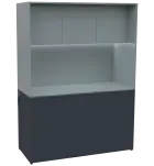 KUCH - CUBE PLUS 3 kuchyňka, lednice, 2000x1480x600 mm, LED osvětlení, dvířka, antracit/šedá