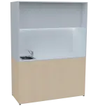 KUCH - CUBE PLUS 3 kuchyňka, vybavení - dřez + baterie + lednice, 2000x1480x600 mm, LED osvětlení, d
