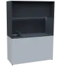 KUCH - CUBE PLUS 3 kuchyňka, vybavení - dřez + baterie + lednice, 2000x1480x600 mm, LED osvětlení, dvířka, bílá/antracit