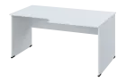 CRL 28 - 168 stůl kancelářský, rohový, pravý, dřevěná podnož, deska 25 mm, široký 1600 mm, bílá