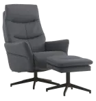 SIESTA - relaxační křeslo s podnožkou, ekologická kůže šedá