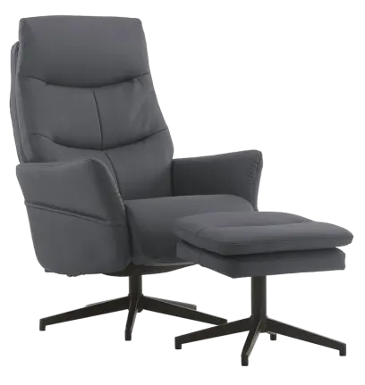 SIESTA - relaxační křeslo s podnožkou, ekologická kůže šedá