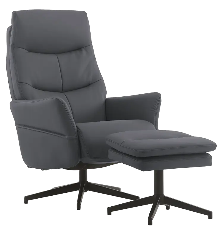SIESTA - relaxační křeslo s podnožkou, ekologická kůže šedá