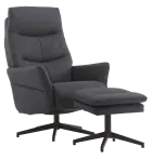 SIESTA - relaxační křeslo s podnožkou, ekologická kůže šedá
