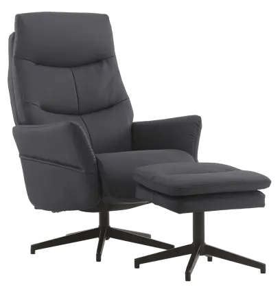 SIESTA - relaxační křeslo s podnožkou, ekologická kůže šedá